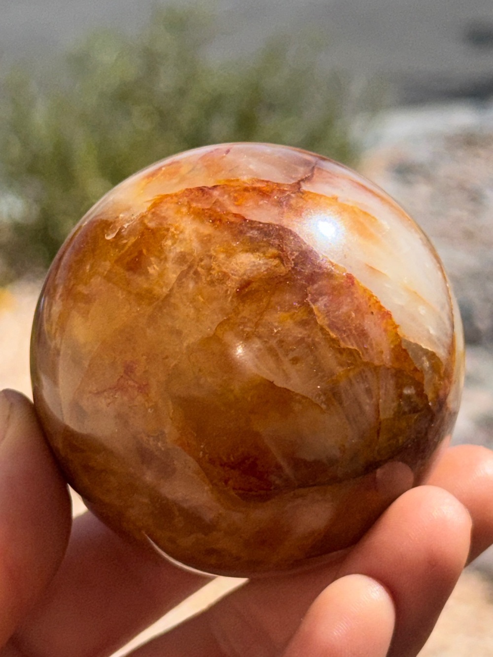 Golden Fire Quartz Sphere With Scenic Inclusions
